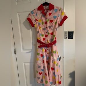 Unique Vintage Dresses | Valentine Heart Print Venus Swing Dress